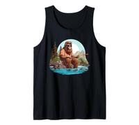 Sasquatch Fishing Adventure: Bigfoot Catches Fish Fun Tank Top