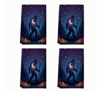 Sasquatch Forest Night Autumn Theme 4 Pcs Kitchen Towels 16x24Inch