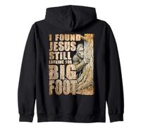 Sasquatch Found Jesus Looking Bigfoot Funny Christian Humor Zip Hoodie
