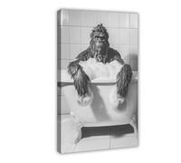 Sasquatch in The Bathtub, Cute Bathroom Wall Art, Funny Bigfoot Print, Cute Animals Taking Bubble Bath, Laundry Room Decor, Ai Art-1