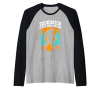 Sasquatch is Real and I Saw Him Bigfoot Hiking Raglan Baseball Tee