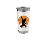 Sasquatch Peace Sign Funny Bigfoot Retro Distressed Sunset Stainless Steel Insulated Tumbler