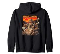 Sasquatch Ramen Bigfoot Oishii Noodle Slurp Forest Sunset Zip Hoodie