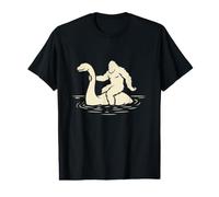 Sasquatch Riding The Loch Ness Monster - Bigfoot Humor Value Graphic T-Shirt