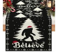 Sasquatch Santa Hat Believe Quote Christmas Table Runner 13x72 Inch