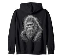Sasquatch Scribble Art Bigfoot Line Sketch Forest Legend Zip Hoodie