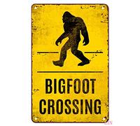 Sasquatch Signs Metal Bigfoot Crossing Metal Signs Vintage Room Decor Aesthetic Wall Art Tin Sign Gift for Garage Bathroom Living Room Man Cave Bar 8x12 inch