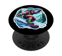 Sasquatch Snowboarding Big-foot Snowboarder Snowboard Lover PopSockets Adhesive PopGrip
