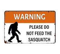 Sasquatch Vintage Tin Sign,Warning Please DoFeed The Sasquatch Iron Poster Painting Tin Signs for Home Bar Coffee Garden Indoor Outdoor Decor 8""×12""