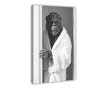 Sasquatch Wearing A Bathrobe, Funny Bathroom Wall Art, Cute Laundry Room Decor, Retro Bathroom Animals, Cute Bigfoot Print, Ai Art-1