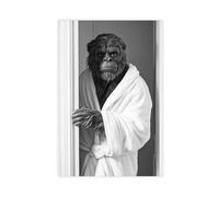 Sasquatch Wearing A Bathrobe, Funny Bathroom Wall Art, Cute Laundry Room Decor, Retro Bathroom Animals, Cute Bigfoot Print, Ai Art-1