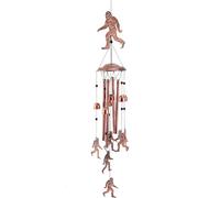 Sasquatch Wind Chimes, Copper-Finished Metal, Outdoor Garden Decor with Bigfoot Figures