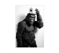 Sasquatch with A Toilet Paper Roll on Head, Funny Bathroom Wall Art, Laundry Room Decor, Cute Bigfoot, Animal Humor Print, Ai Art-1