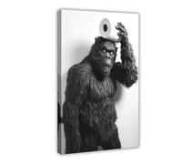Sasquatch with A Toilet Paper Roll on Head, Funny Bathroom Wall Art, Laundry Room Decor, Cute Bigfoot, Animal Humor Print, Ai Art-1