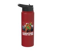 Sasquatching Through The Snow - Bigfoot Carrying a Xmas Tree Stainless Steel Insulated Water Bottle