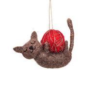 Sass and Belle Festive Felt and Wool Animals Various Designs including Mice, Unicorn, Dogs, Polar Bear and Badgers (Cat with Yarn Ball)