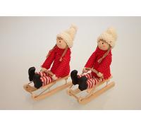 Sass and Belle Scandinavian Girl on Sleigh free standing Christmas Decoration (set of 2)