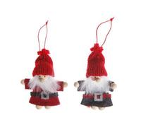 Sass & Belle 2 Red & Grey Felt Santa Christmas Tree Hanging Decoration 6x5cm