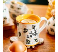 Sass & Belle Bee Happy Mug 400ml Hand Painted Busy Bees Ceramic Cup