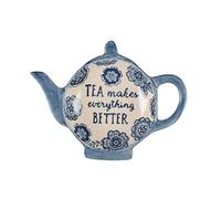 Sass & Belle Blue Floral Tea Lovers Tea Bag Dish