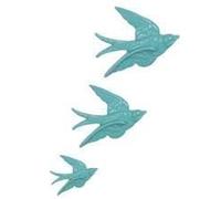 Sass & Belle Blue Vintage Style Ceramic Wall Art Plaques (3 Swallows, Stone, Duck Egg, Wall Plate)