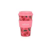 Sass & Belle Cherry Travel Coffee Cup - Reusable Coffee Mug with Lid - Eco-Friendly RPET, Cute Travel Mug - Sass and Belle Gift for On-The-Go Drinking