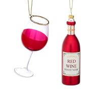 Sass & Belle Stunning Red Wine & Gold Topped Glass Bauble Gift Set