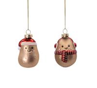Sass & Belle Christmas Potatoes Tree Decorations Set of 2 - Novelty Potato Christmas Ornaments with Santa Hat and Winter Scarf - Hanging Christmas Tree Decorations