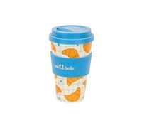 Sass & Belle Croissant Travel Coffee Cup - Reusable Eco-Friendly RPET Coffee Mug with Lid - 400ml - Ideal for Hot Drinks On The Go, Commuting, Office or Gifts