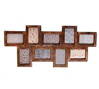 Sass & Belle Dark Brown Wood Photo Frame with 9 Apertures
