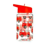 Sass & Belle Drink Up Fire Engine Water Bottle - 400ml BPA-Free Reusable Drink Bottle with Straw - Leakproof, Lightweight, Red Fire Truck Design for School, Travel, Sports & Outdoor Adventures
