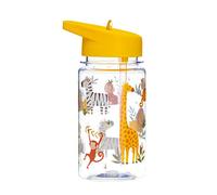Sass & Belle Drink Up Savannah Safari Water Bottle - 400ml BPA-Free Kids Bottle with Straw - Reusable, Leakproof with Jungle Animal Print - Ideal for School, Travel, Sports & Outdoor Fun