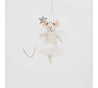 Sass & Belle Fairy Mouse with Star Wand Felt Hanging Decoration White