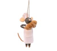 Sass & Belle Felt Mr Baker Mouse Christmas Tree Decoration | Hanging Felt Christmas Ornament with Chef Hat, Apron & Bread Loaf | Festive Tree Decoration Gift