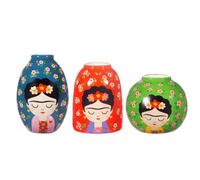 Sass & Belle Floral Frida Vases - Set Of 3 - Ceramic Flower Vase for Home Decor - Colourful Floral Vases for Flowers, Table Decorations & Small Displays, Designed by Sass and Belle