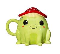 Sass & Belle Frog Mug with Mushroom Lid - Cute 300ml Ceramic Mug with Red & White Toadstool Cover, Mug for Tea or Coffee, Fun Mushroom Cup Gift, Kawaii Animal Coffee Mug for Home or Office