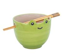 Sass & Belle Frog Noodle Bowl with Chopsticks - Cute Ceramic Ramen Bowl for Soup, Rice, or Noodles - Quirky Gift - Part of The Ramen Bowl Set Collection