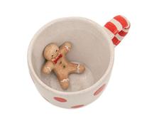 Sass & Belle Gingerbread Man Surprise Mug - Festive Polka Dot Coffee Cup - Christmas Mug - Cute Novelty Gift for Her or Him - 350ml Red Ceramic Drinkware