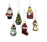 Sass & Belle Glitzy Mini Christmas Characters Shaped Baubles - Set of 6