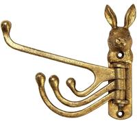 Sass & Belle Gold Rabbit Metal Multi Hook Hat Bag Coat Wall Hanger