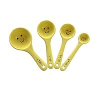 Sass & Belle Happy Measuring Spoons Set - Quirky Yellow Ceramic 4-Piece Baking Set - Small Measuring Cup Spoon for Baking, Cooking, Kitchen & Home Décor