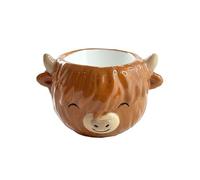 Sass & Belle Highland Cow Egg Cup - Cute Ceramic Novelty Egg Cup for Breakfast, Fun Kitchen Tableware Gift, Collectable Farm Animal Egg Holder by Sass and Belle