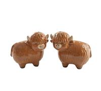 Sass & Belle Highland Cow Salt and Pepper Shakers - Ceramic Kitchen Accessories for Dining Table, Fun Salt & Pepper Set, Novelty House Gifts