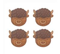 Sass & Belle Highland Cow Wooden Coasters - Set of 4