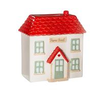 Sass & Belle House Shaped Money Box - Ceramic House for Kids and Adults. Cute Coin Storage Box & Novelty Savings Jar - Decorative Red Roof Ceramic Piggy Bank