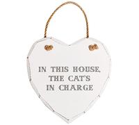 Sass & Belle In This House Cat is in Charge Heart Plaque, White