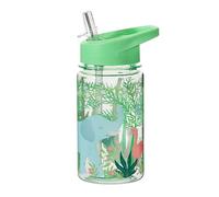 Sass & Belle Jungle Bottle - 400ml BPA-Free Drink Container with Straw Lid - Green Toddler Cup with Elephant Design - Reusable for School, Nursery, Travel & Outdoor Adventures