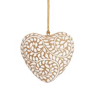 Sass & Belle Kraft Paper Leaf Pattern Heart Papier Mache Decoration