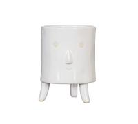 Sass & Belle Little Smiley Face Glaze White Leggy Planter