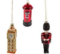 Sass & Belle Lovely London Postbox, Big Ben & Guard Decorations - Set of 3